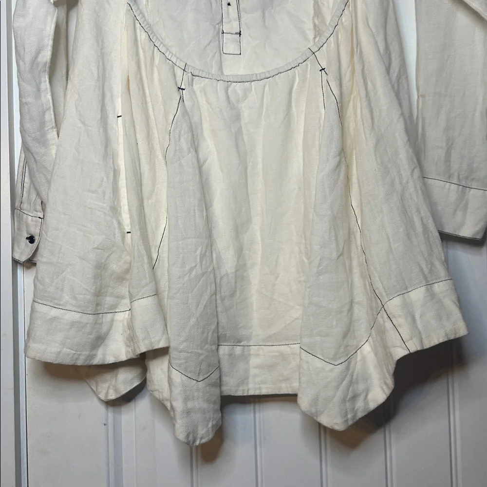 Free People RARE Size Medium Cream and‎ Black Embroidered Tunic Dress